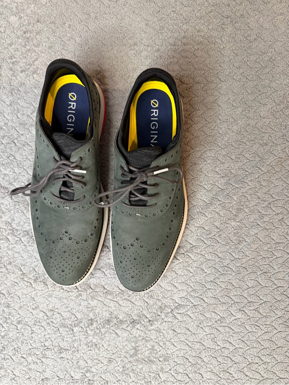 Cole Haan Men's Dark Green Suede Wingtip Oxfords